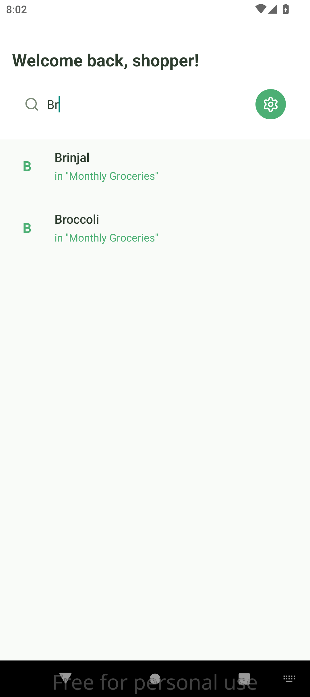 App Screenshot – Search in List
