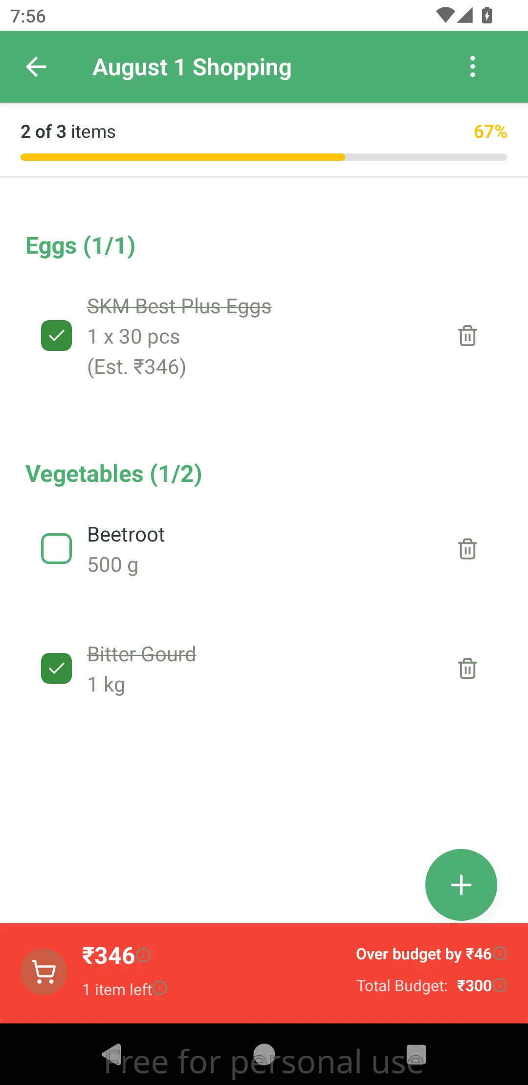Fruggy Shopping Checklist
